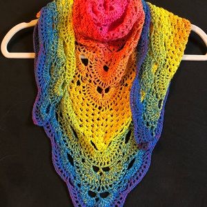 Beautiful rainbow colored crochet Shawl. New